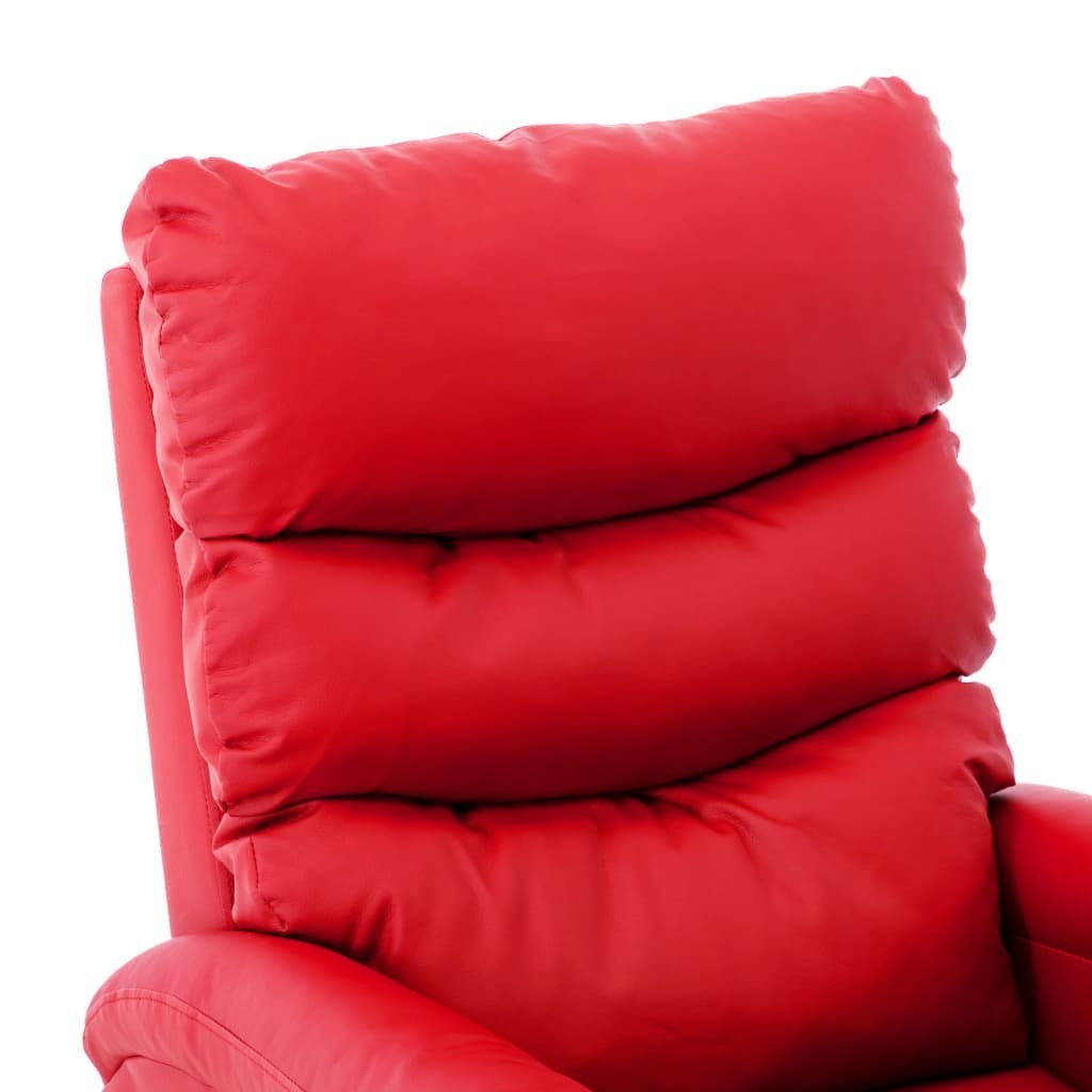 WYGODNY fotel z masażem czerwony eko skóra